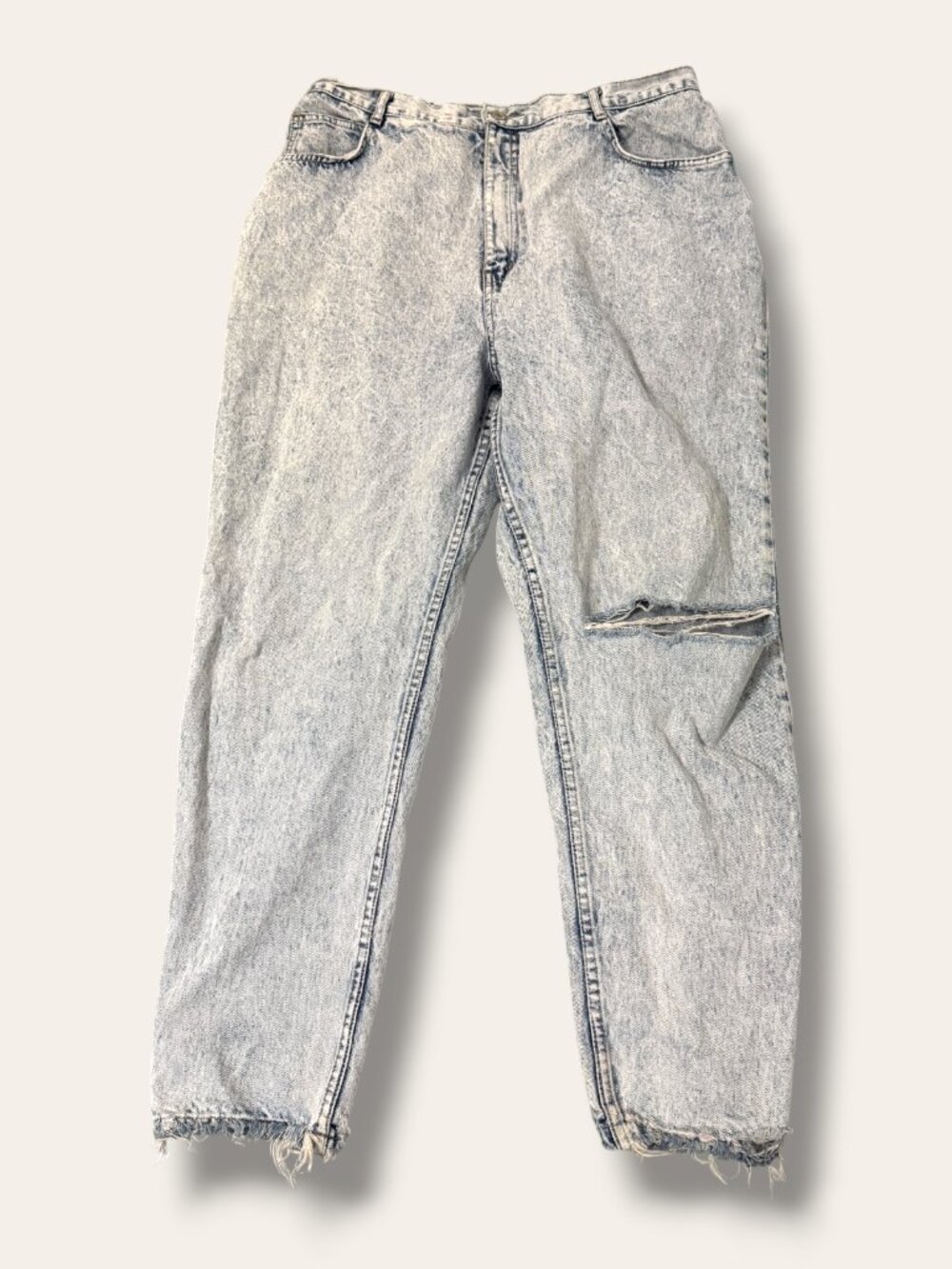 Gitano Jeans Women 34 Acid Wash Distressed Bow Back Raw Hem Tapered Frayed Ankle - Picture 2 of 13